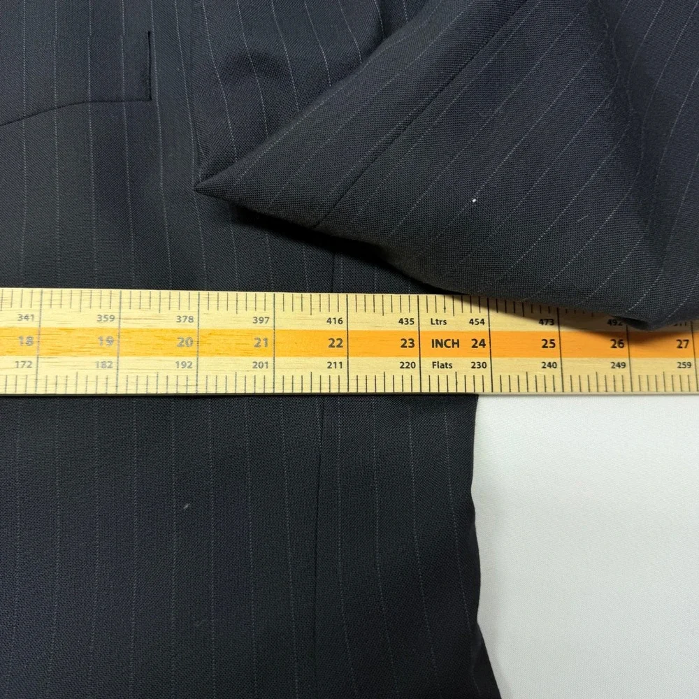 Haggar Black Label Mens 48L Pinstripe Wool Blend 2 Button Blazer Charcoal Gray